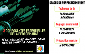 Stages perfectionnement de l'archer 2026