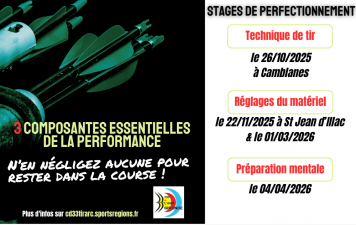 Stages perfectionnement de l'archer 2026