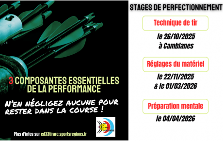 Stages perfectionnement de l'archer 2026